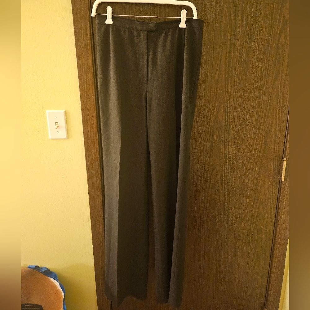 Lafayette 148 Wool Dark Grey Trousers Size 10 Business Casual Dark Academia